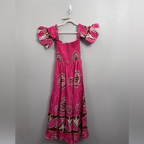 Anthropologie Love The Label Paisley Off the Shoulder Maxi Dress Pink size XS - Picture 7 of 13